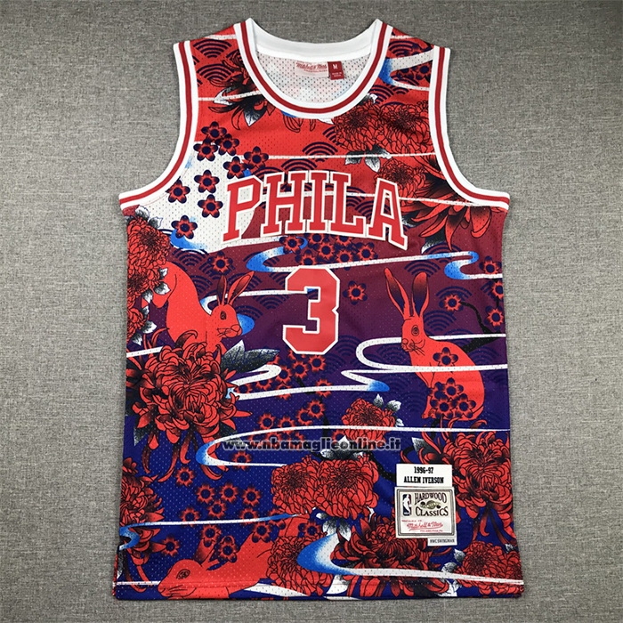 Maglia Philadelphia 76ers Allen Iverson #3 Mitchell & Ness Lunar New Year Rosso